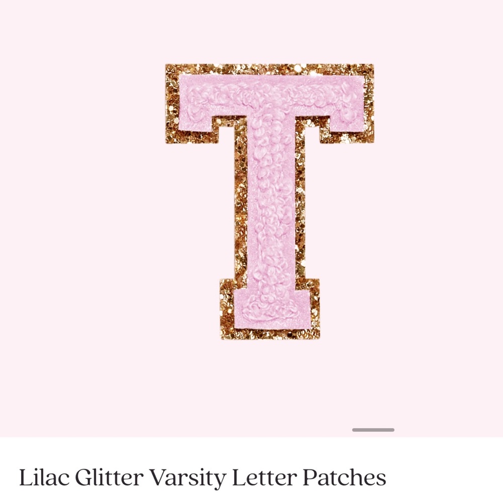 $16 Stoney Clover Lane Women's Sticker Patch - varsity Glitter Lilac “T”